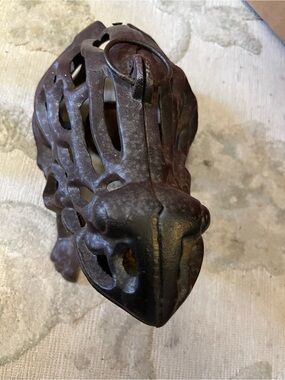 Cast Iron Frog Lantern Sculpture - Rustic Brown Finish